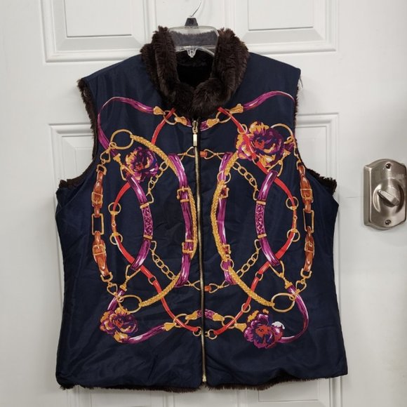 Charter Club Reversible Vest - Faux Fur - Size Xlarge - Picture 5 of 9